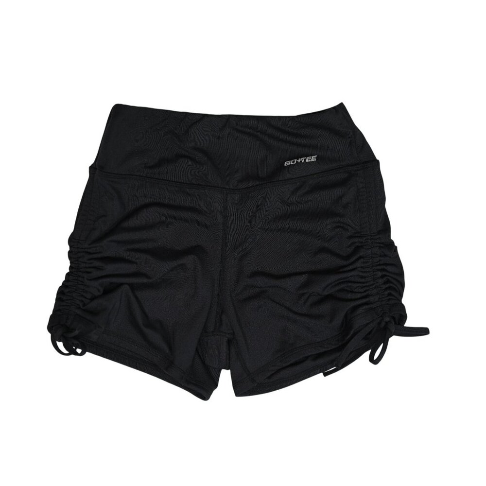 Bo & Tee Attitude Scrunch Tie Side High Waist Bike Shorts in Black